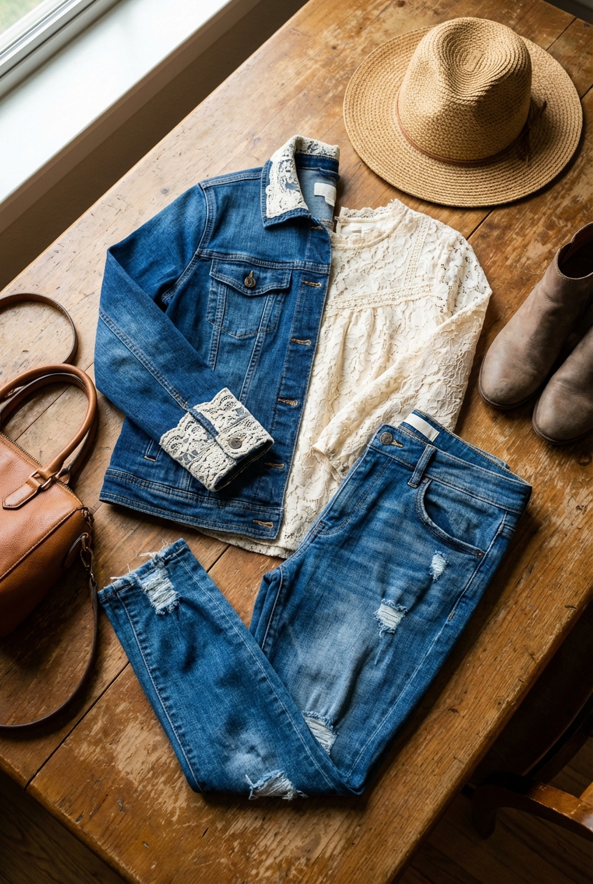 Mixing Denim And Lace For Trendy Everyday Outfits