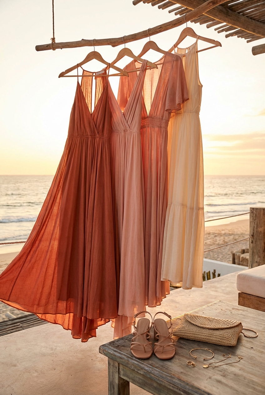 Romantic Sunset Dinner Dresses With Flowy Silhouettes
