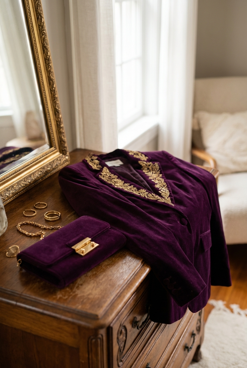 Regal Purple And Gold Outfits For Royal Themed Galas
