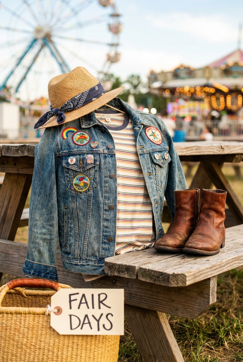 Fun County Fair Attire With Retro Denim Jackets Nostalgic Style For Timeless Memories