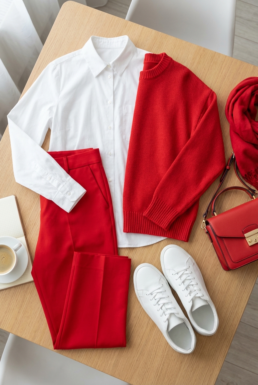 Crisp White And Bright Red Outfits For A Timeless Look