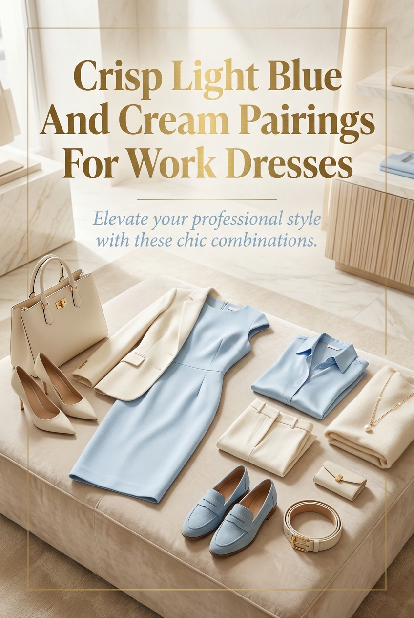 Crisp Light Blue And Cream Pairings For Work Dresses - photo 2