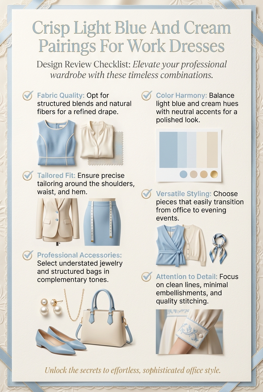 Crisp Light Blue And Cream Pairings For Work Dresses - photo 5