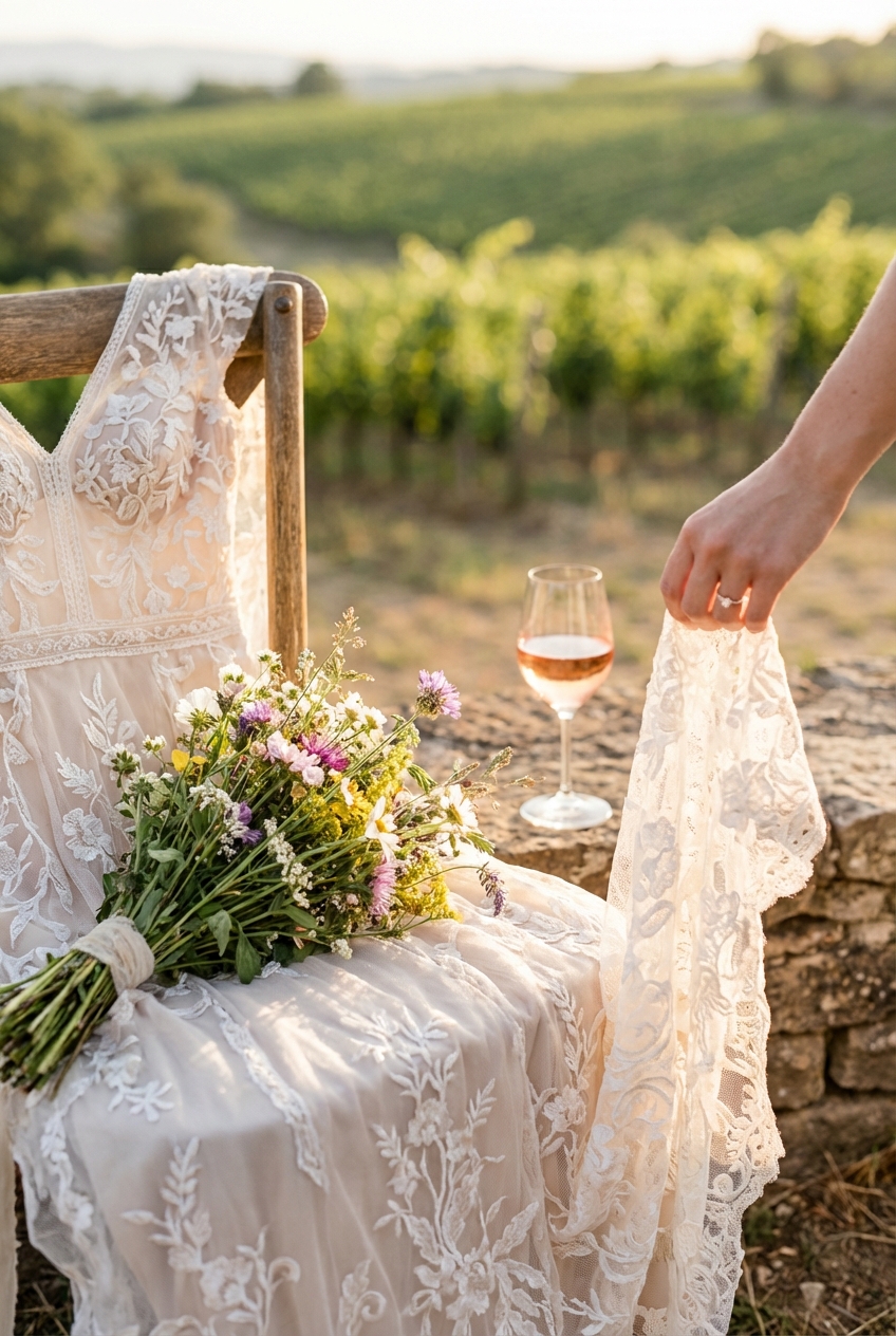Romantic Vineyard Wedding Dresses With Lace Details