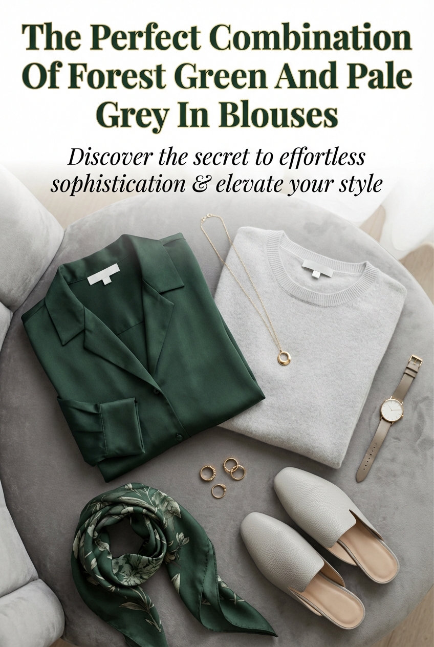 The Perfect Combination Of Forest Green And Pale Grey In Blouses - photo 2