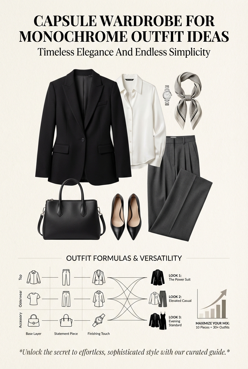 Capsule Wardrobe For Monochrome Outfit Ideas Timeless Elegance And Endless Simplicity - photo 3