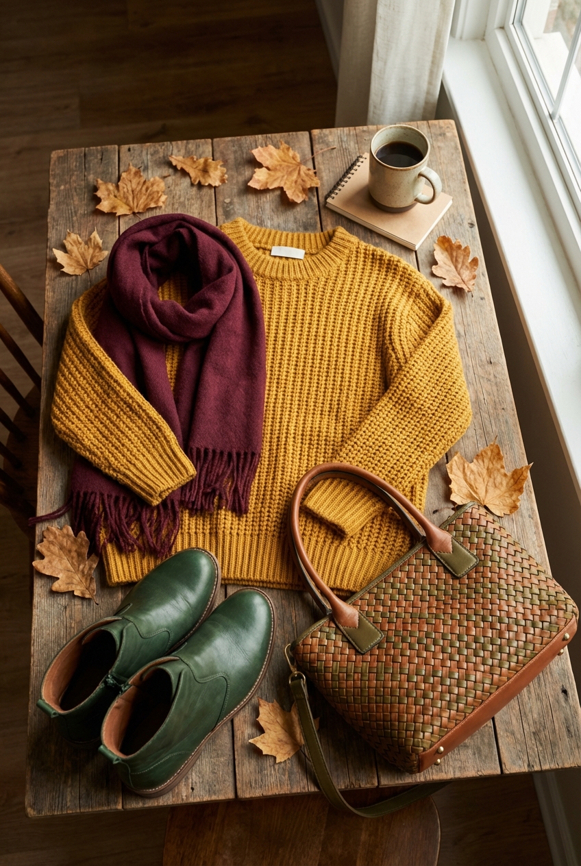 Autumn Color Palette Incorporating Mustard Wine And Forest Green