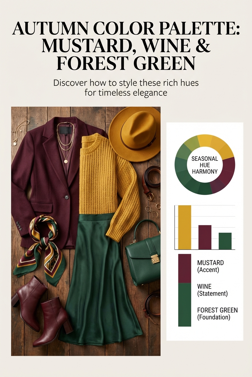 Autumn Color Palette Incorporating Mustard Wine And Forest Green - photo 3