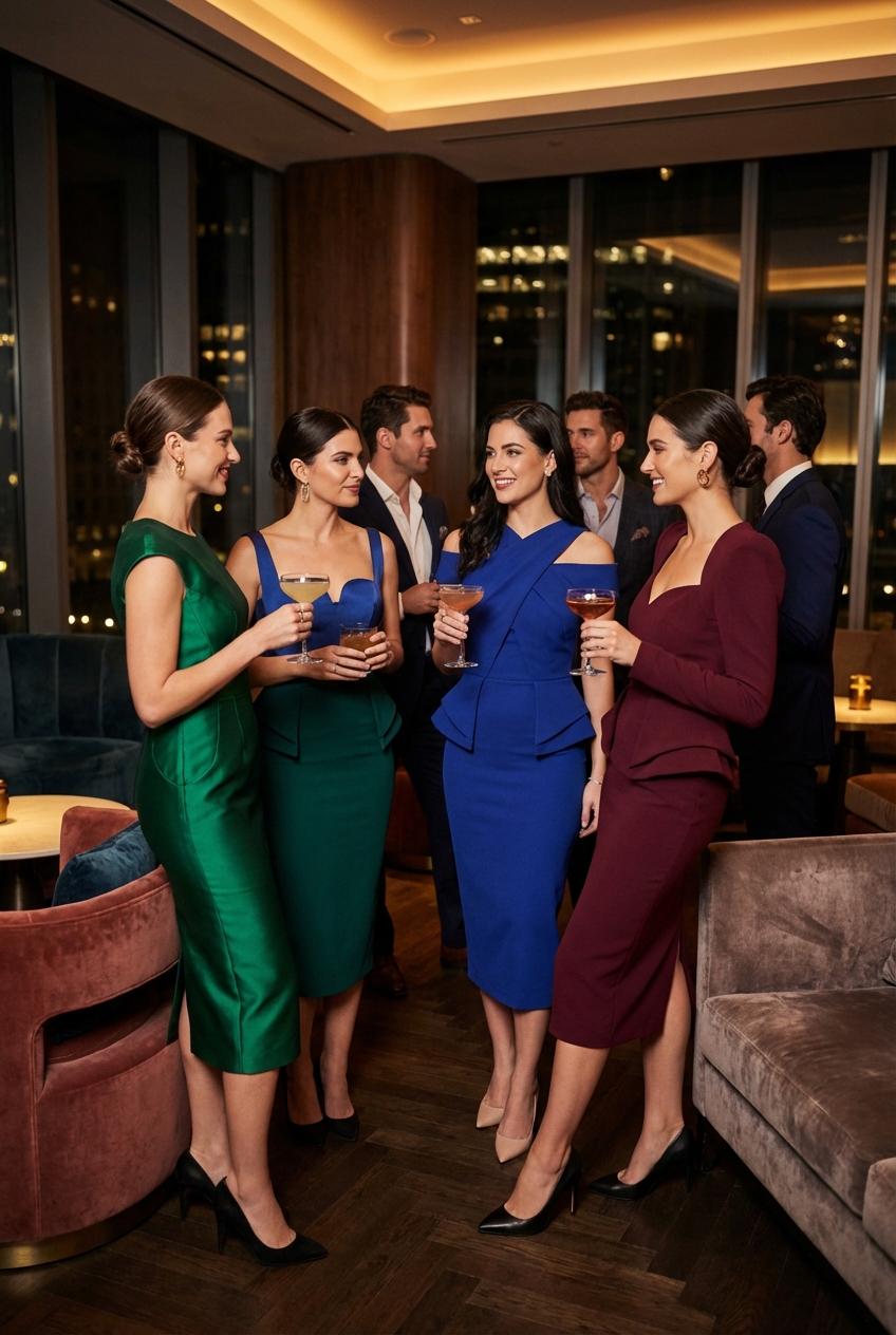 Polished Cocktail Party Outfits With Structured Dresses