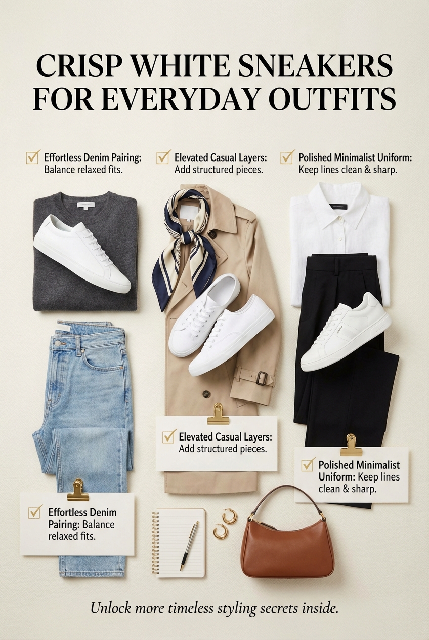Crisp White Sneakers For Everyday Outfits - photo 5