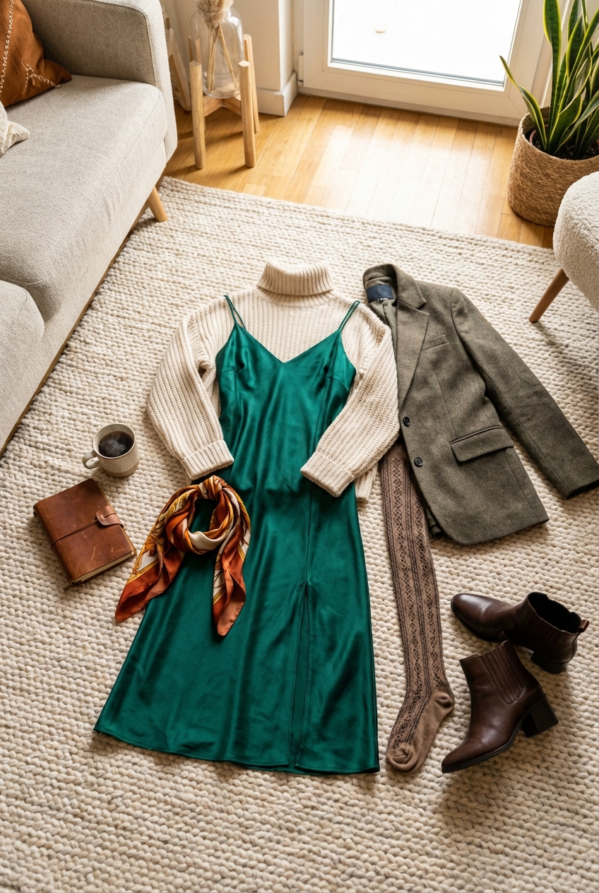 Satin Slip Dresses For Winter Layering Looks