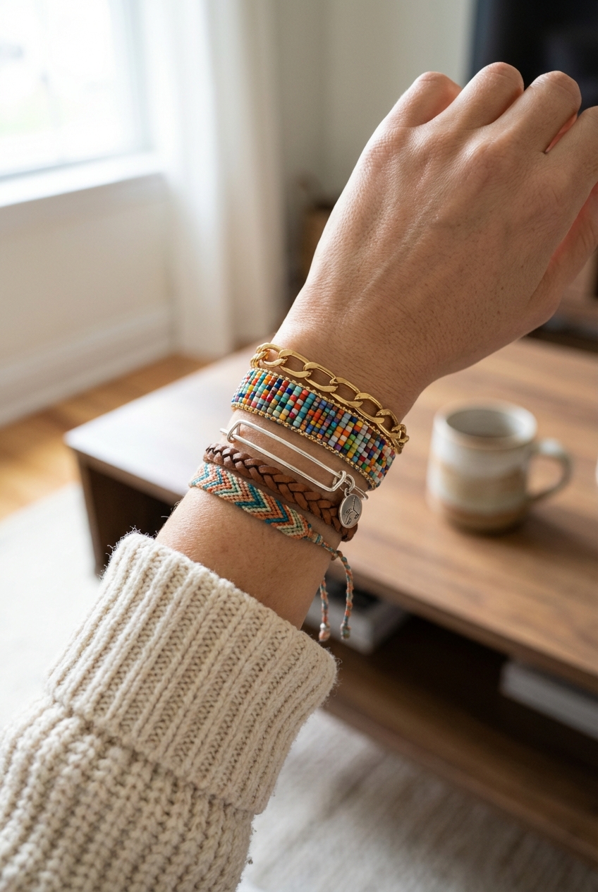 Layered Bracelets Mixing And Matching Arm Candy