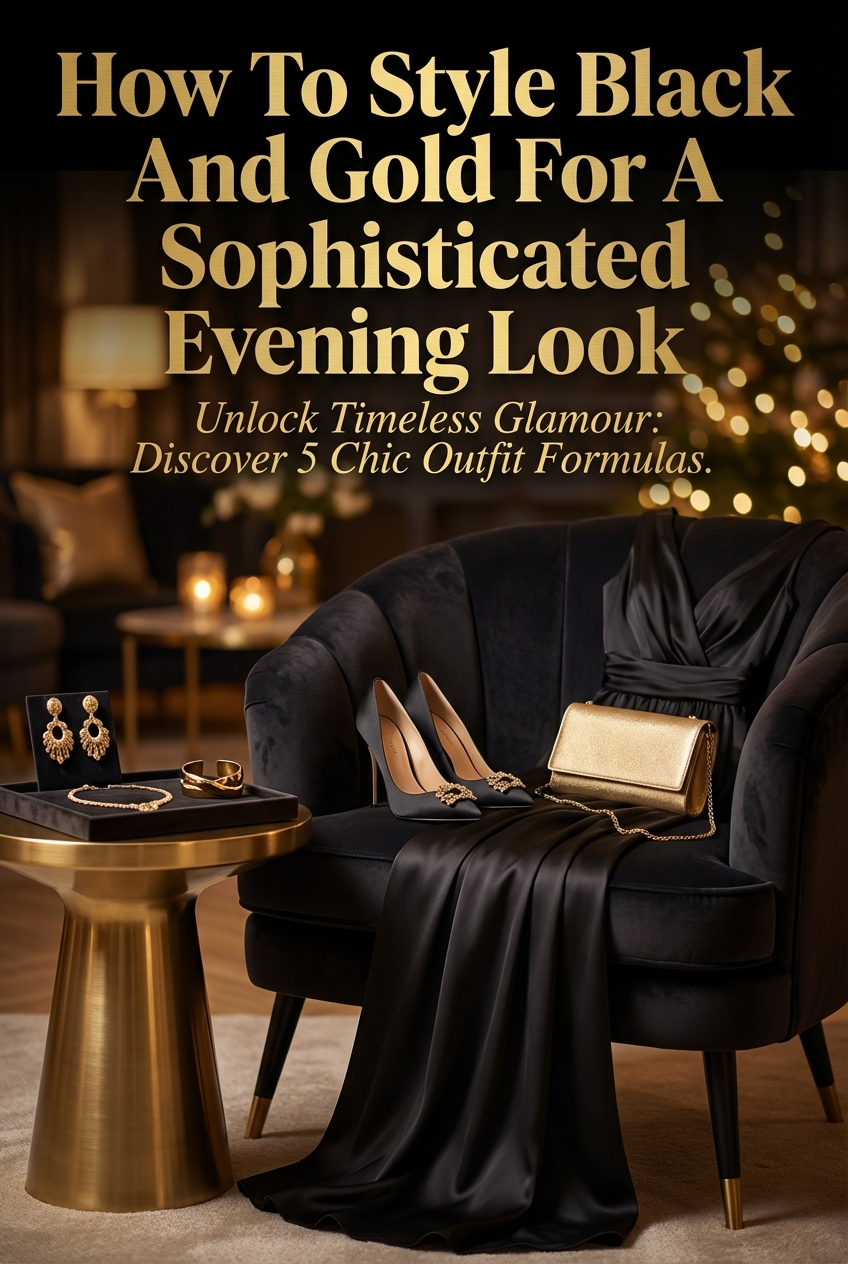 Evening outfit inspiration combining deep wine red with warm metallic accents
