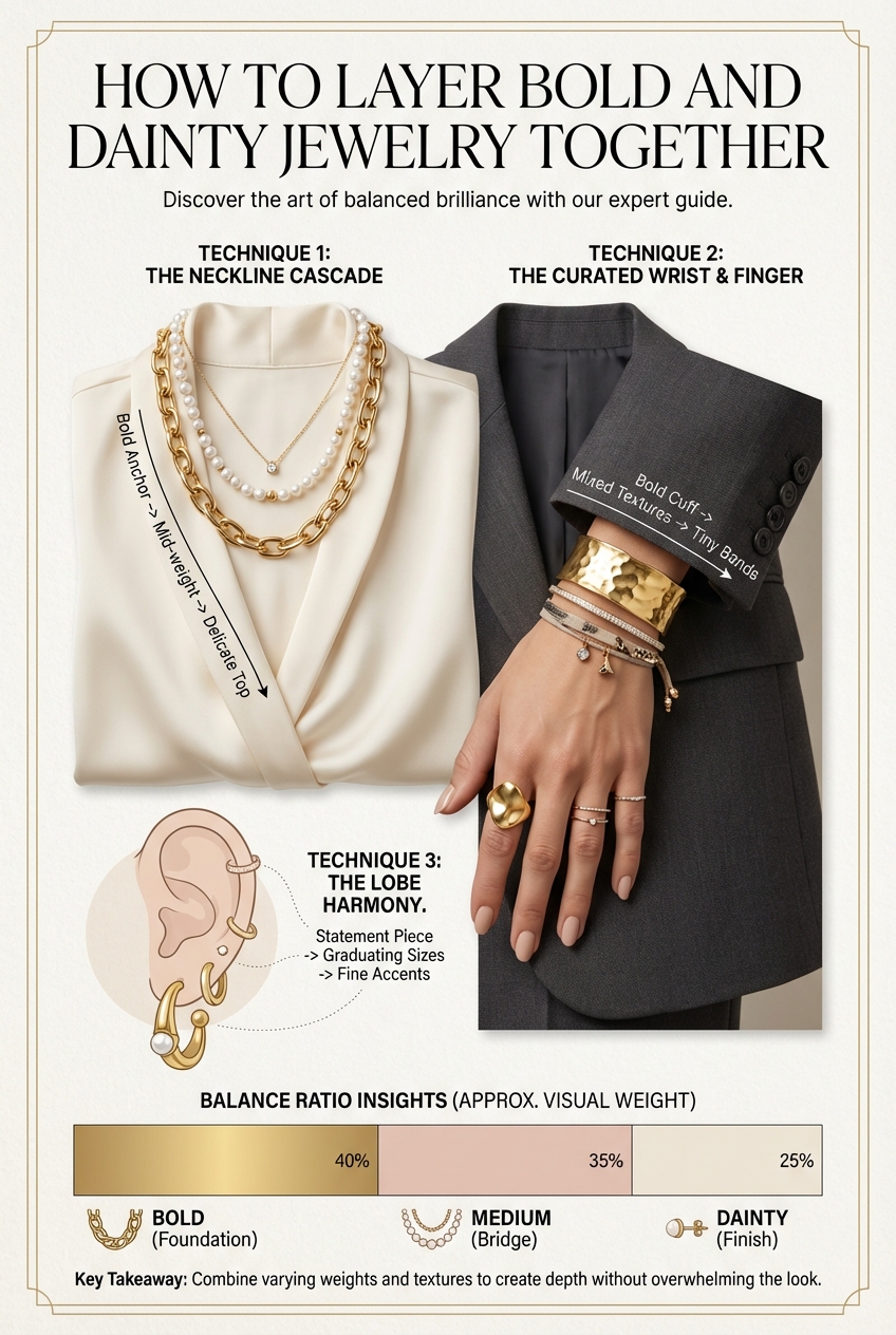 How To Layer Bold And Dainty Jewelry Together - photo 3