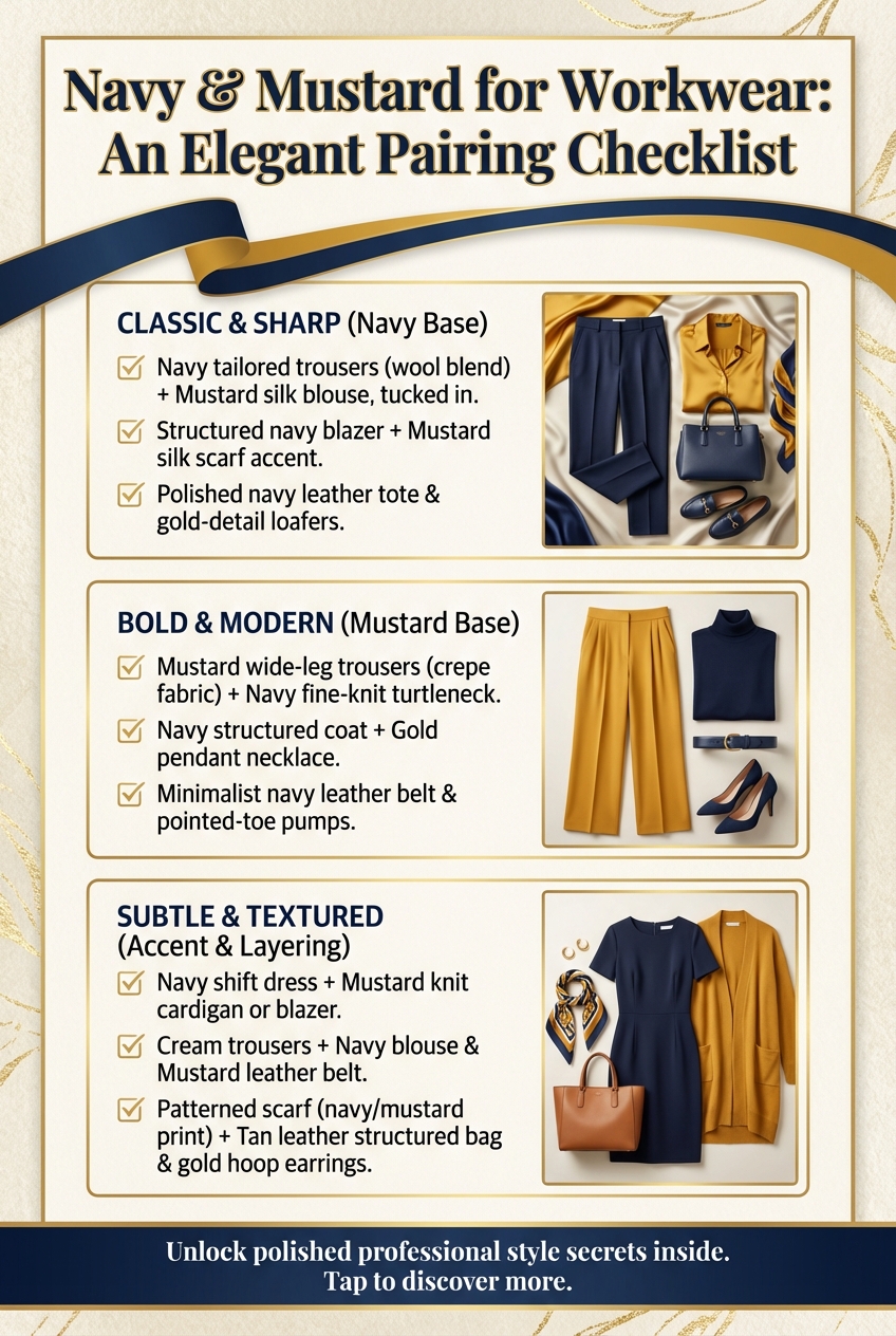 Navy And Mustard Color Pairings For Workwear Trousers - photo 5