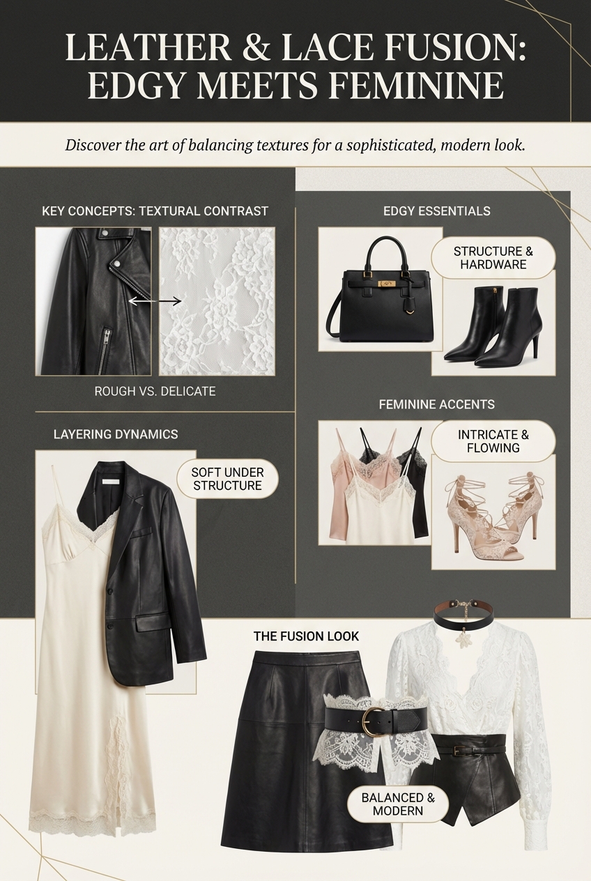 Leather And Lace Fusion Combining Edgy And Feminine Textures - photo 4