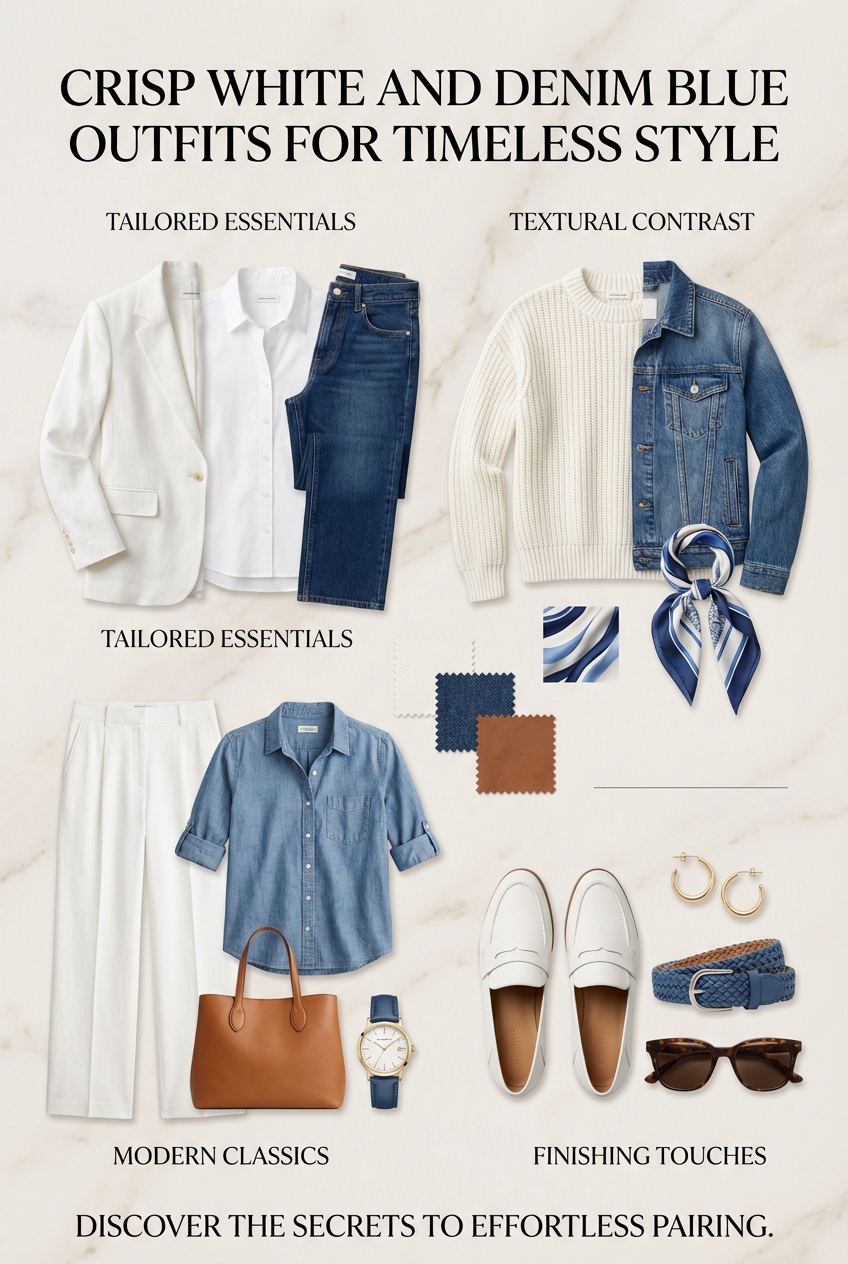 Crisp White And Denim Blue Outfits For Timeless Style - photo 4