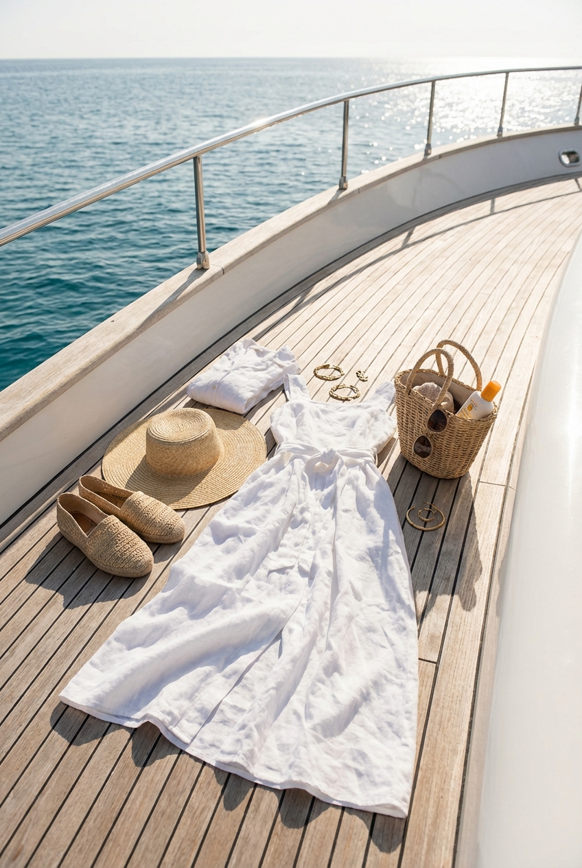 Effortless White Linen Dresses For Yacht Parties