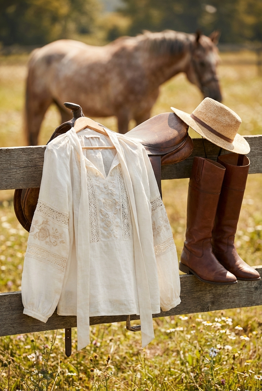 Romantic Horseback Riding Styles With Breezy Blouses Effortless Elegance In The Saddle