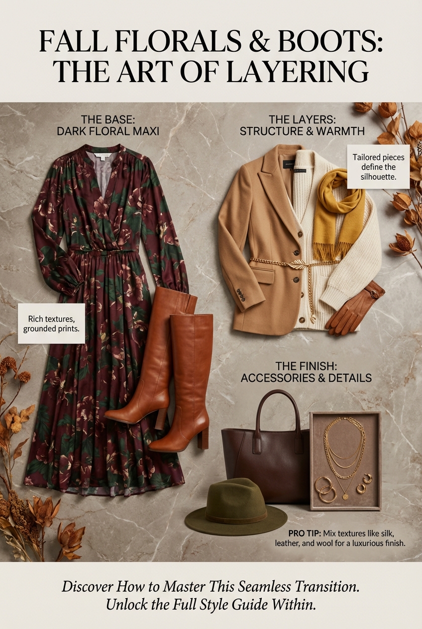 Floral Maxi Dresses With Boots For Fall Layers - photo 4