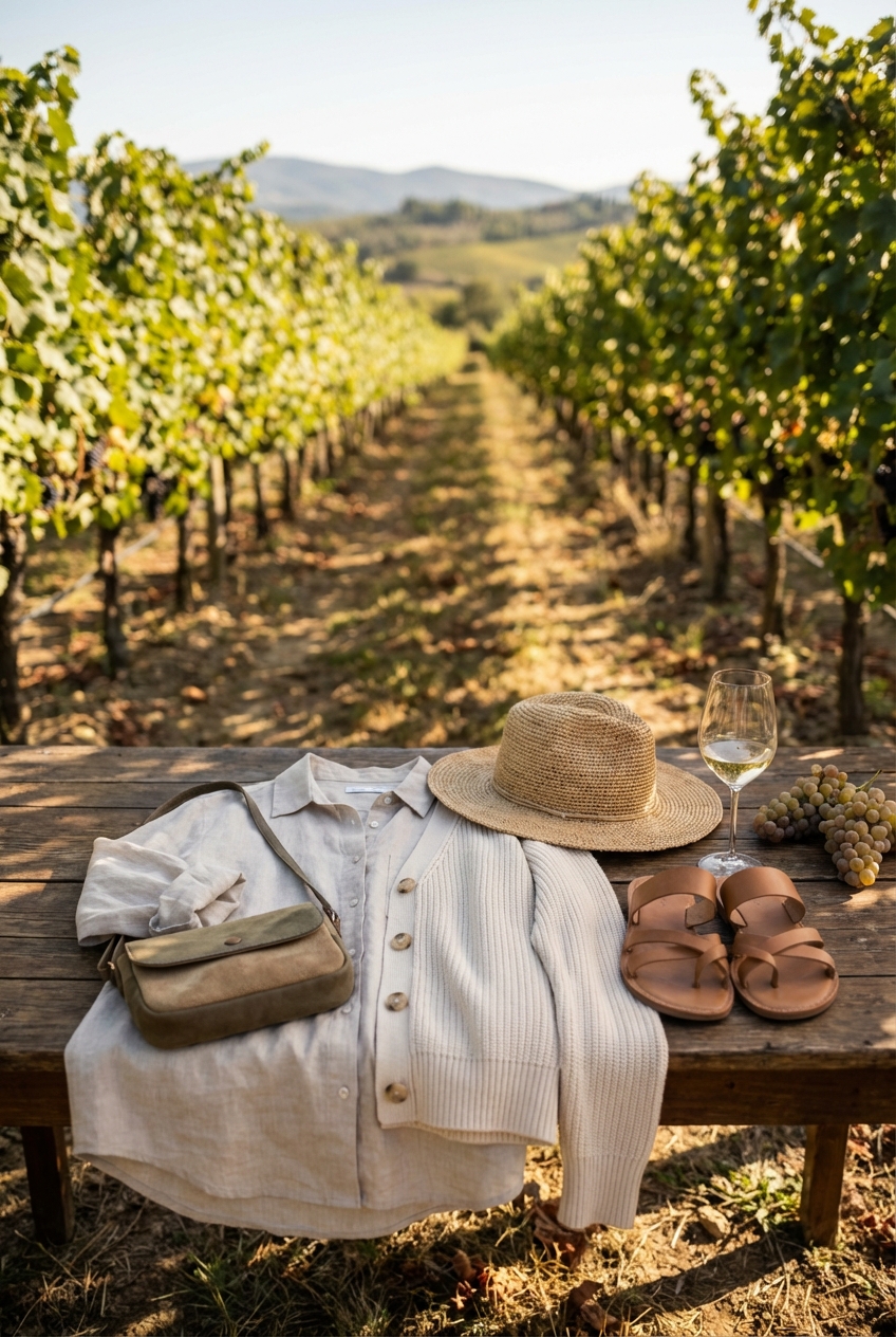 Relaxed Winery Tour Attire With Neutral Linen Pieces Effortless Sophistication For Vineyard Strolls