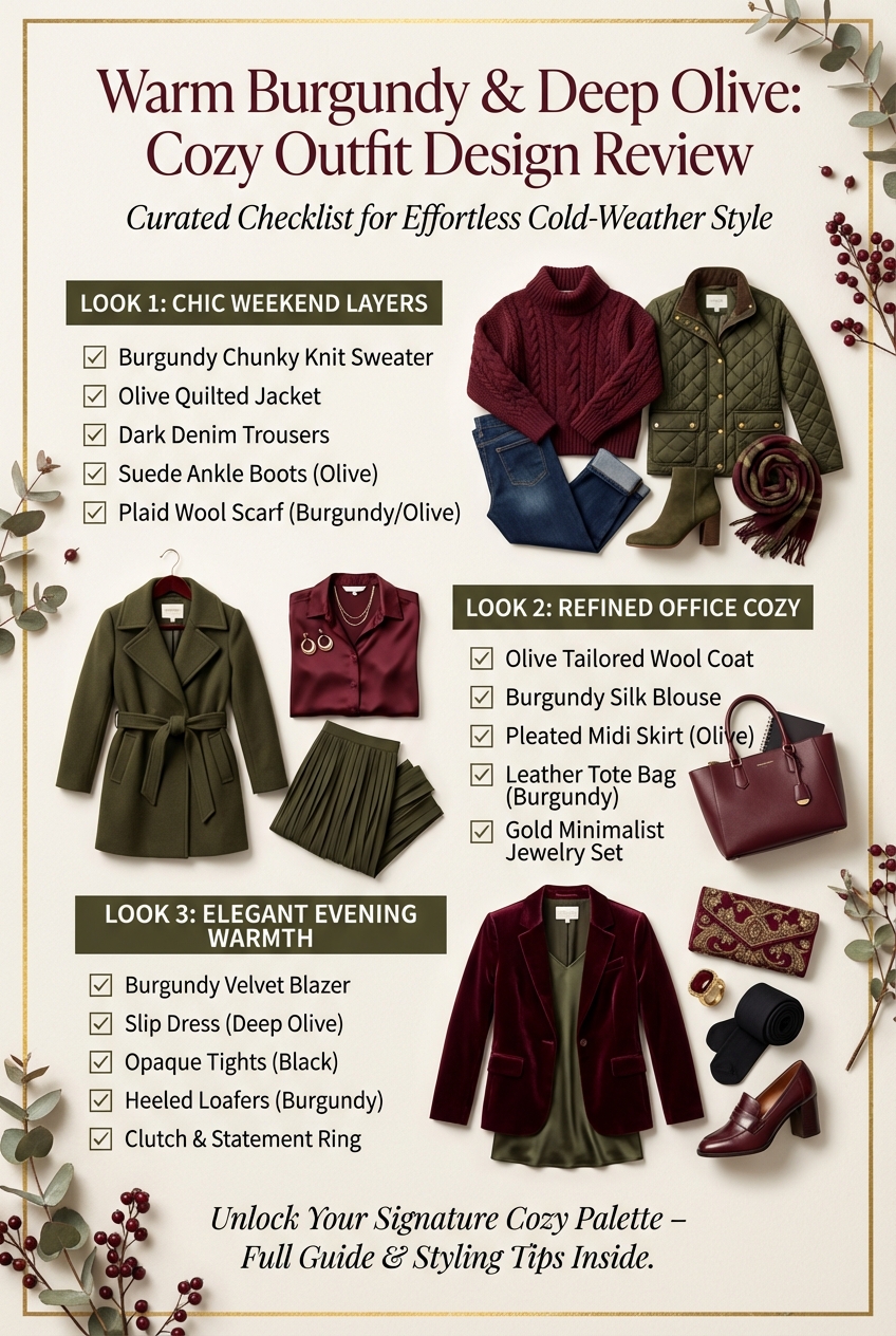 Warm Burgundy And Deep Olive Outfits For Cozy Looks - photo 5