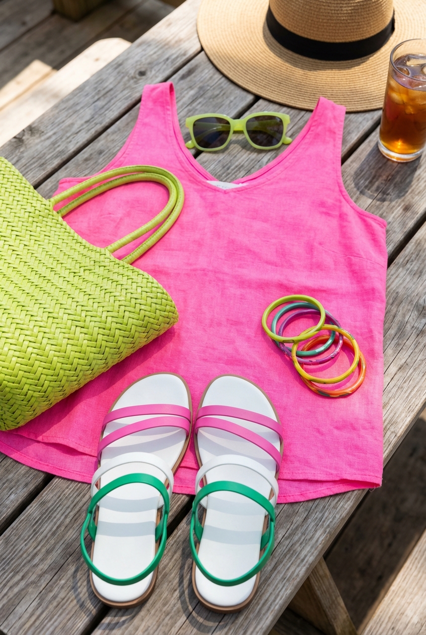 Playful Neon Pink And Lime Green In Summer Outfits