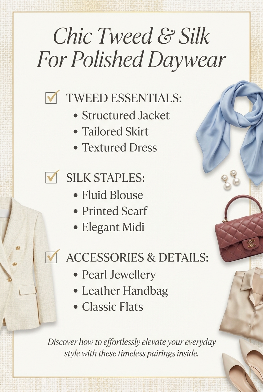 Chic Tweed And Silk Outfits For Polished Daywear - photo 5