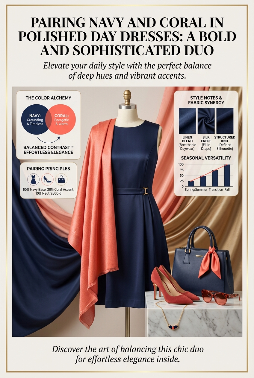 Pairing Navy And Coral In Polished Day Dresses A Bold And Sophisticated Duo - photo 3