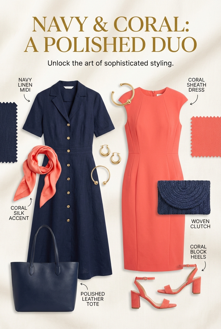 Pairing Navy And Coral In Polished Day Dresses A Bold And Sophisticated Duo - photo 4