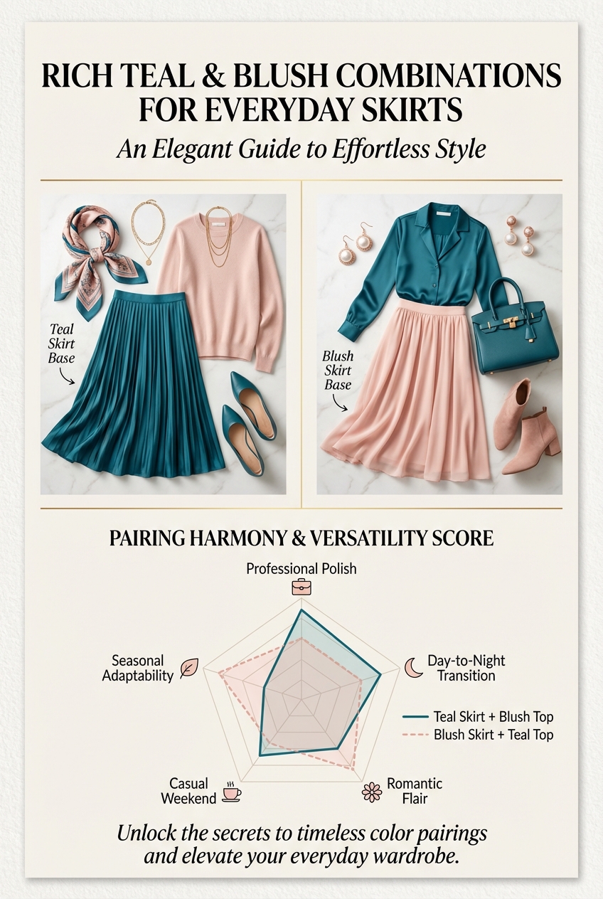 Rich Teal And Blush Combinations For Everyday Skirts - photo 3