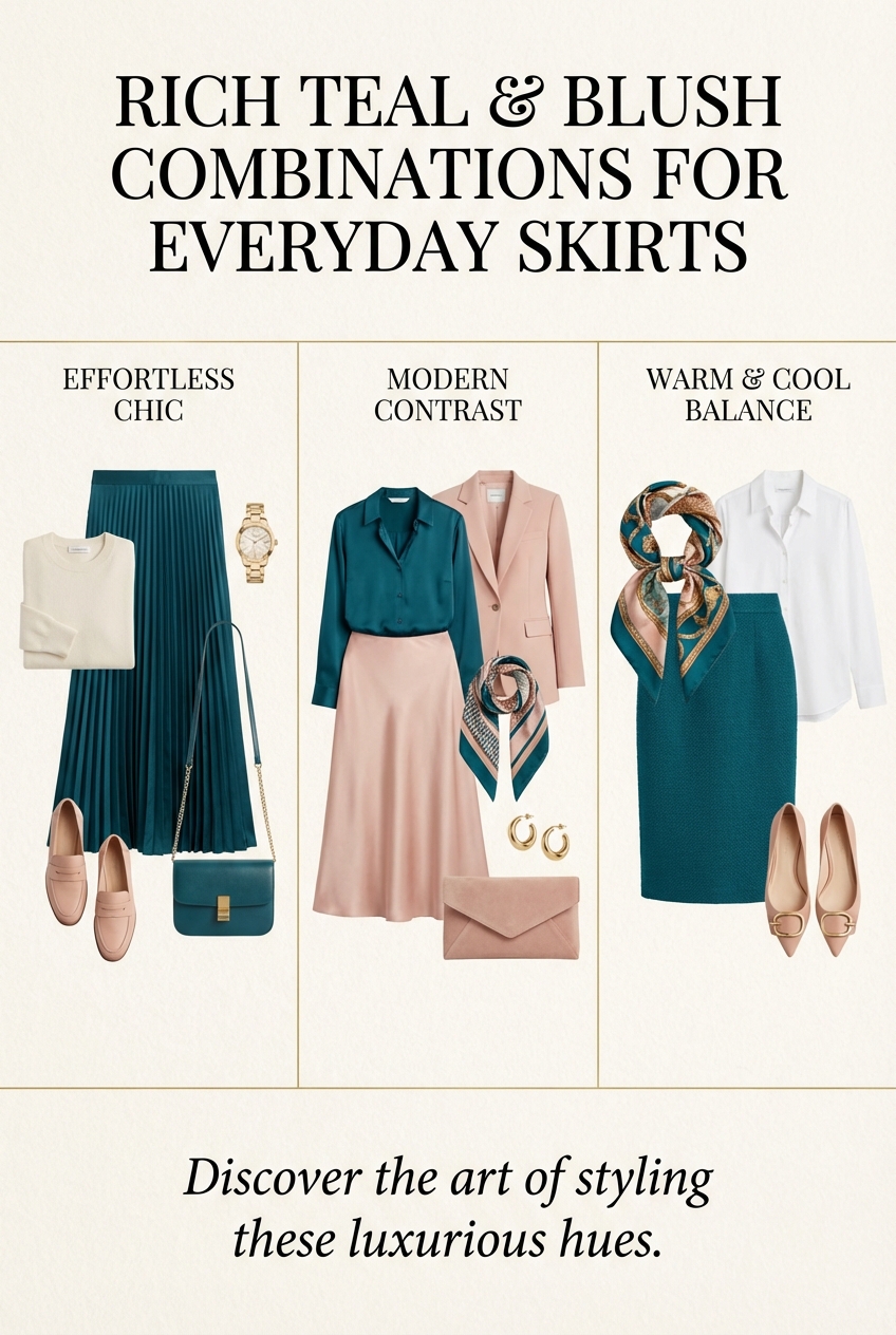 Rich Teal And Blush Combinations For Everyday Skirts - photo 4