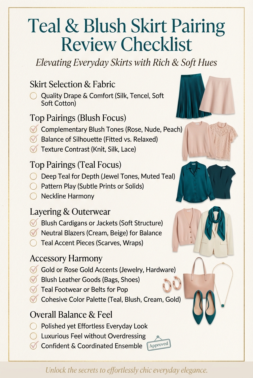 Rich Teal And Blush Combinations For Everyday Skirts - photo 5
