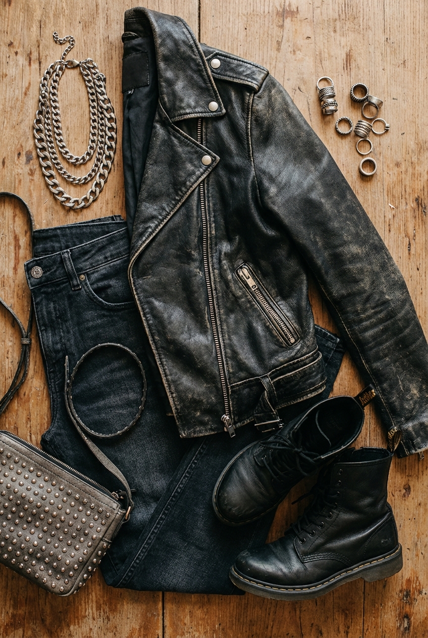 Edgy Accessories For Leather Jacket Outfits