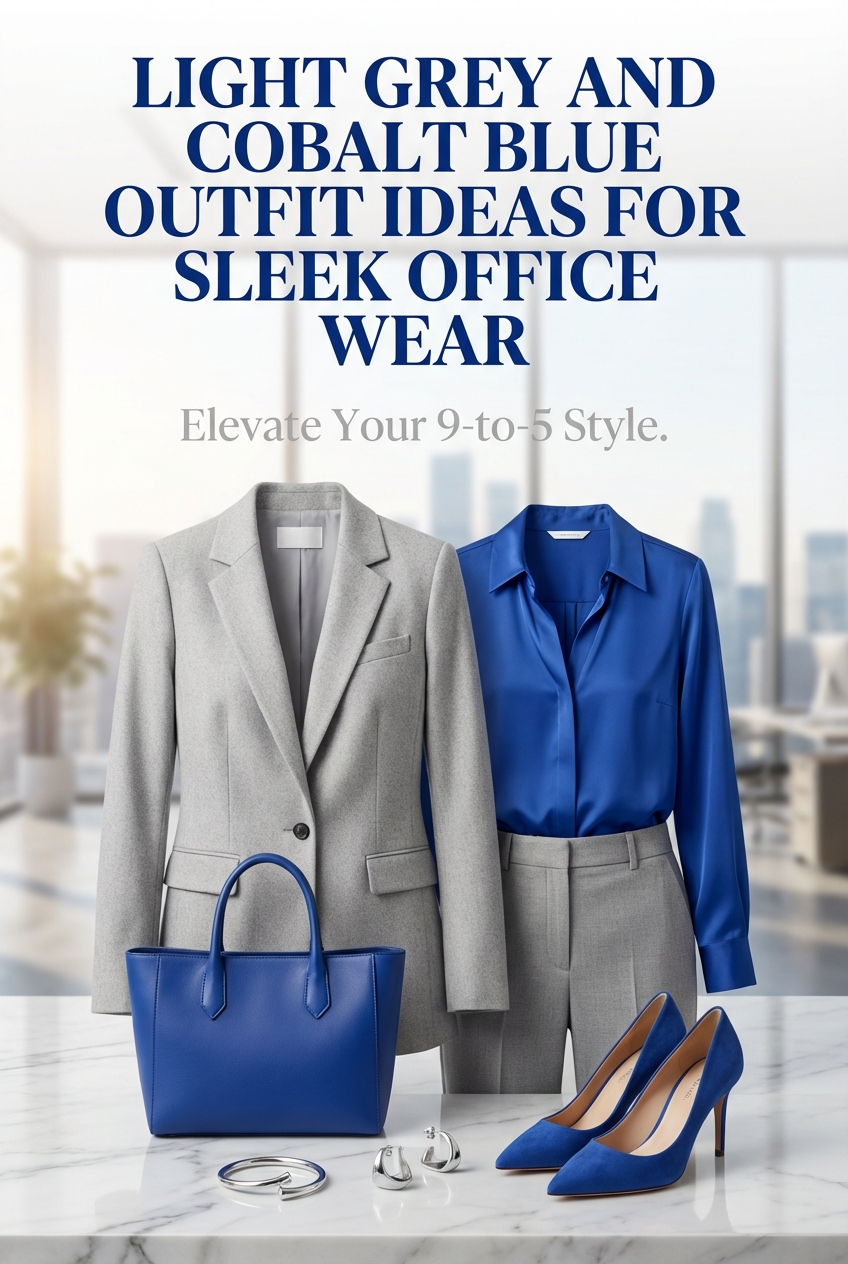 Light Grey And Cobalt Blue Outfit Ideas For Sleek Office Wear - photo 2