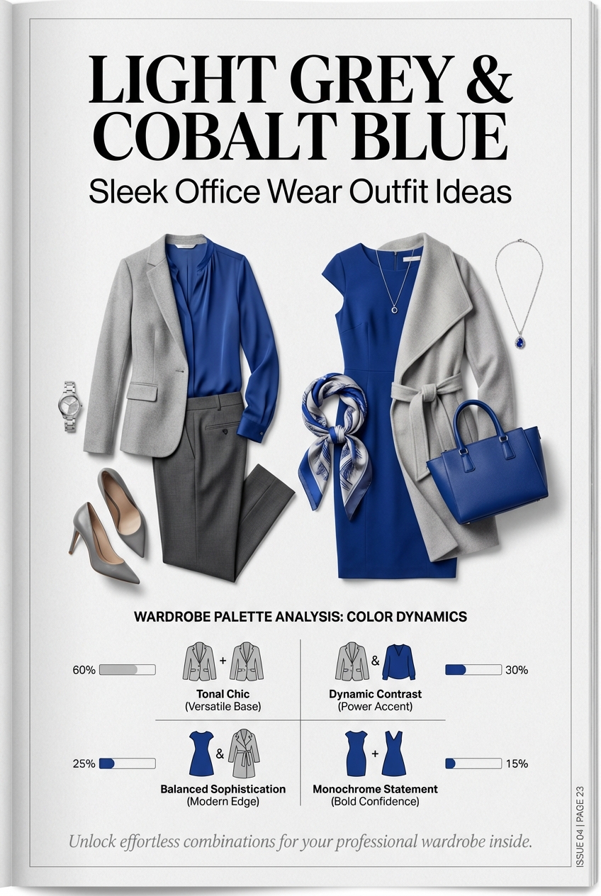 Light Grey And Cobalt Blue Outfit Ideas For Sleek Office Wear - photo 3