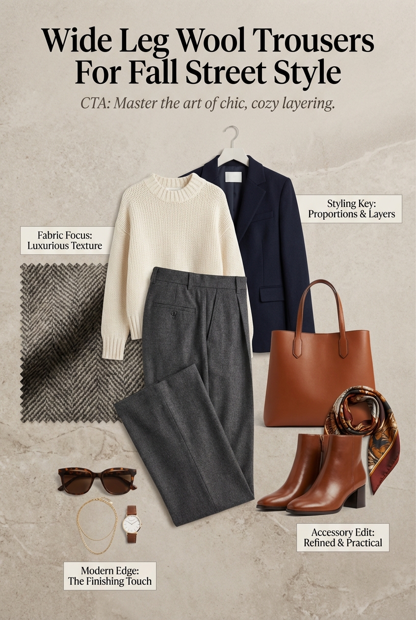 Wide Leg Wool Trousers For Fall Street Style - photo 4