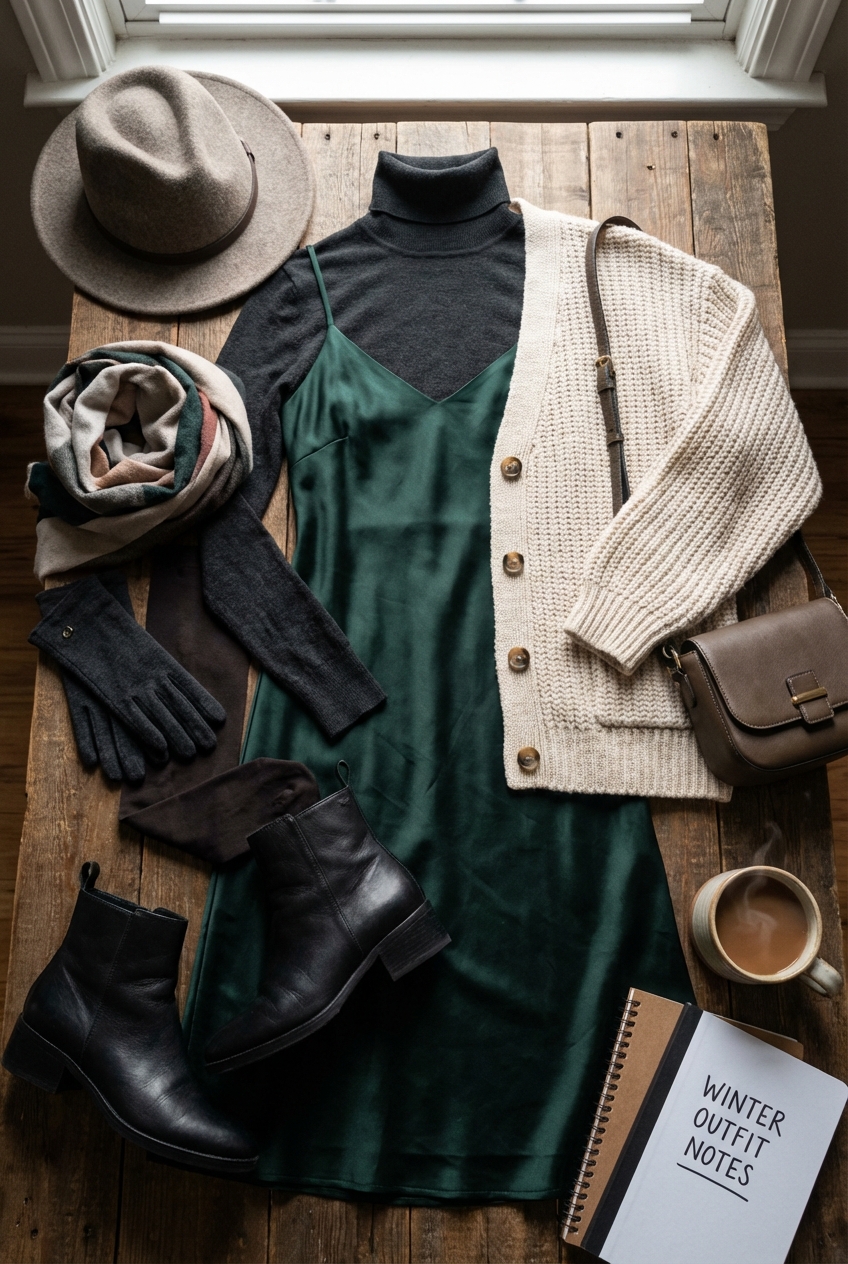 Winter Slip Dress Outfit Ideas