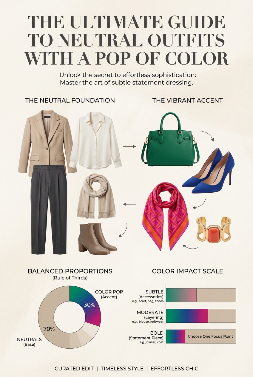 The Ultimate Guide To Neutral Outfits With A Pop Of Color - photo 3