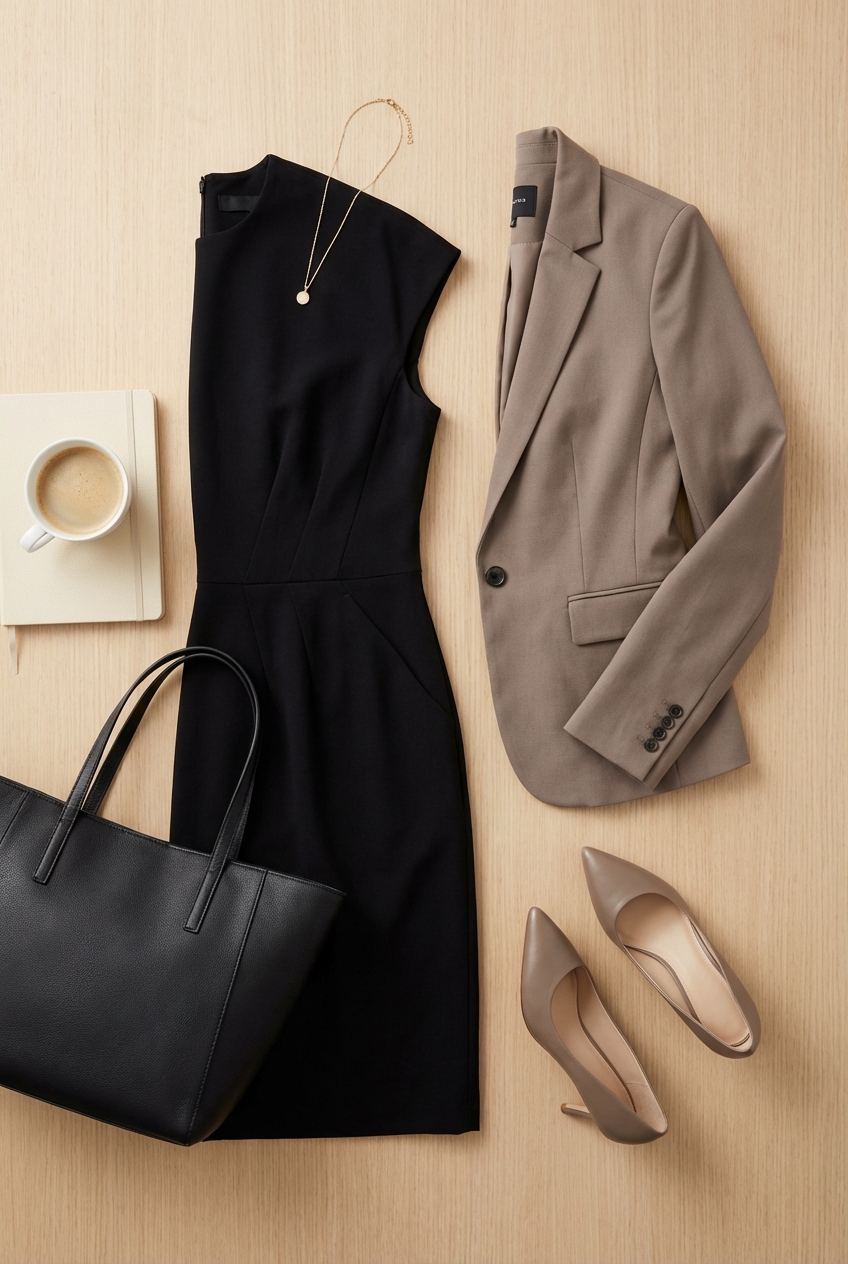 Black And Taupe Outfit Ideas For Professional Dresses